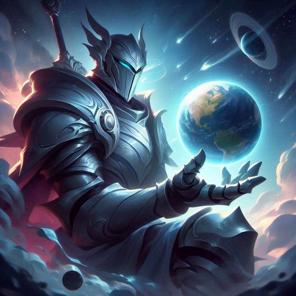 Armored knight creating a world